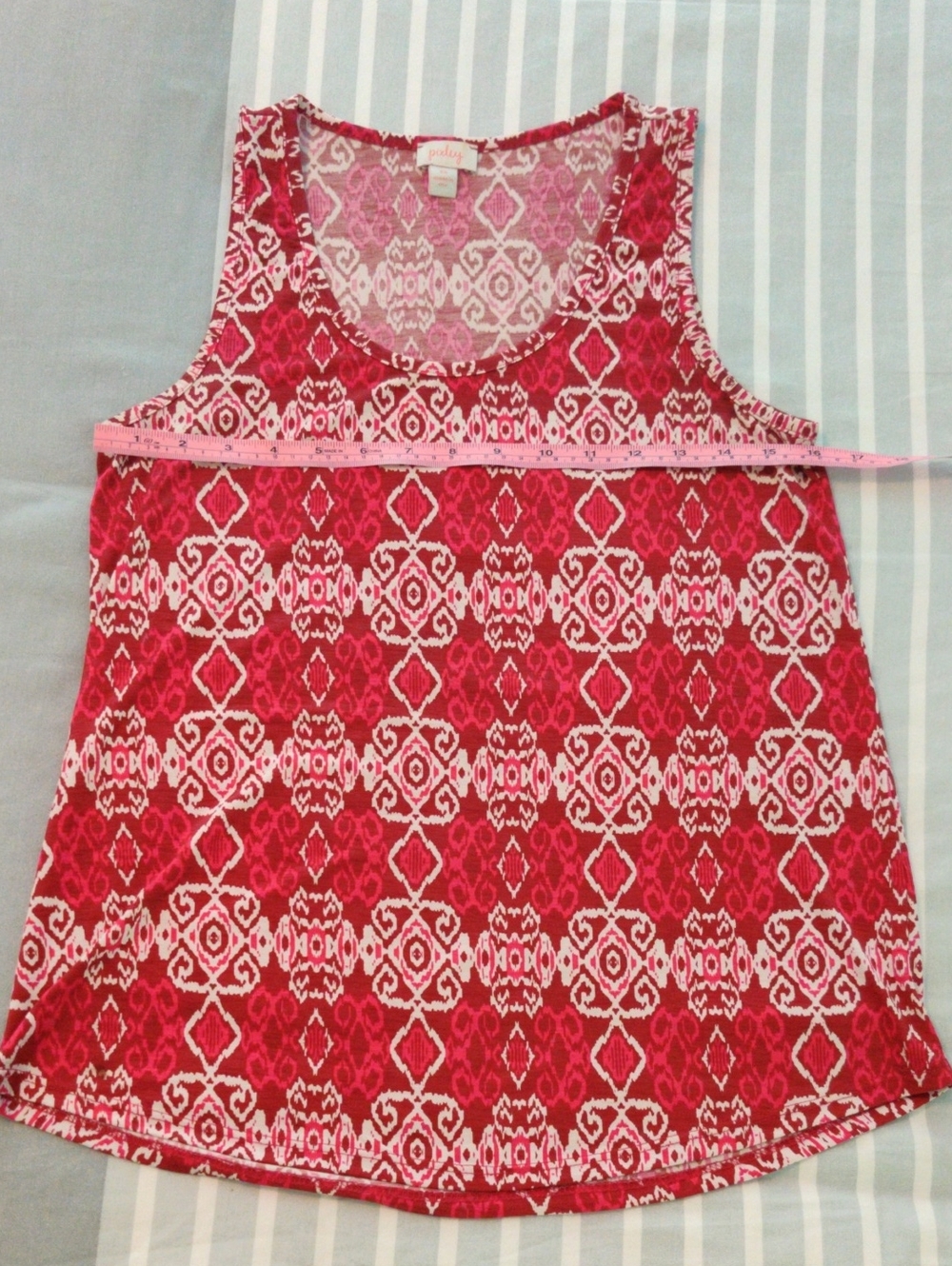 Pixley Red and White Patterned Sleeveless Tank Top
